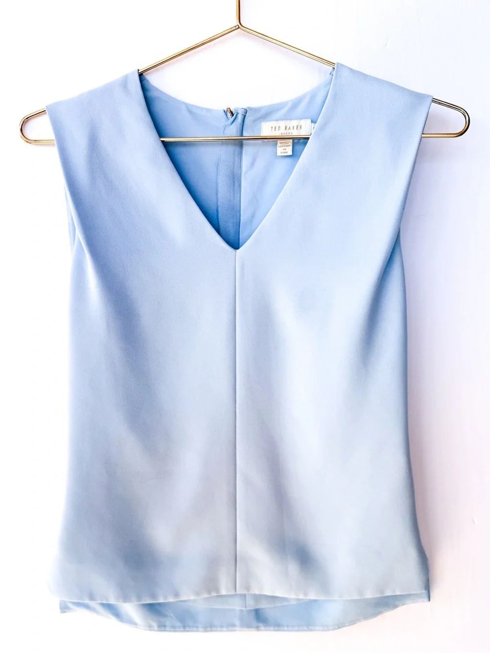Ted Baker Light Blue V-Neck Sleeveless Top 0